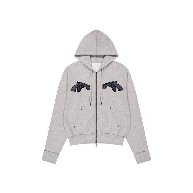 アカム AAKAM Gun Wappen ジップアップフーディ グレー 499750
