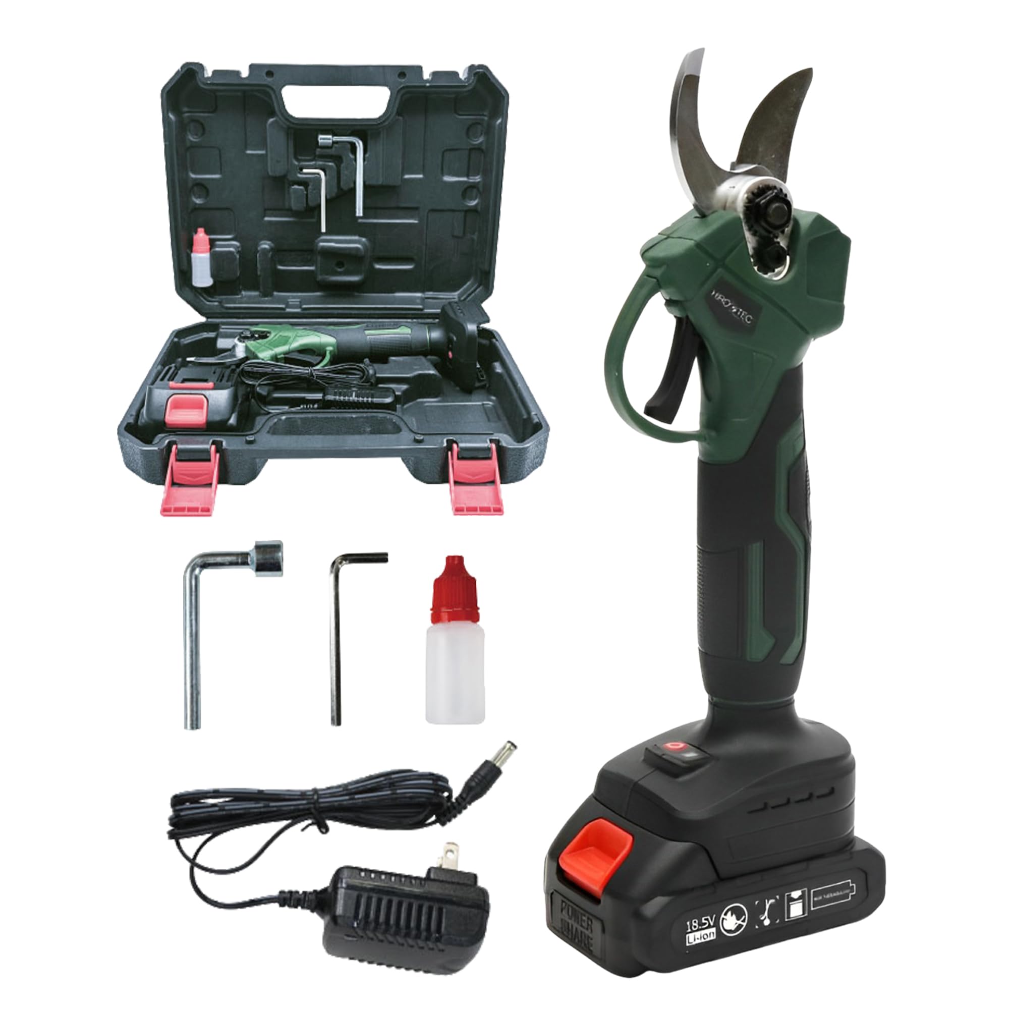 [東京Deco] 2025モデル 電動 剪定バサミ 18.5V 切断径40mm 充電式 電動バサミ 収納ケース付き [2段階開き角度調節可] コードレス充電式剪定バサミ 高枝切り 大容量 バッテリー付