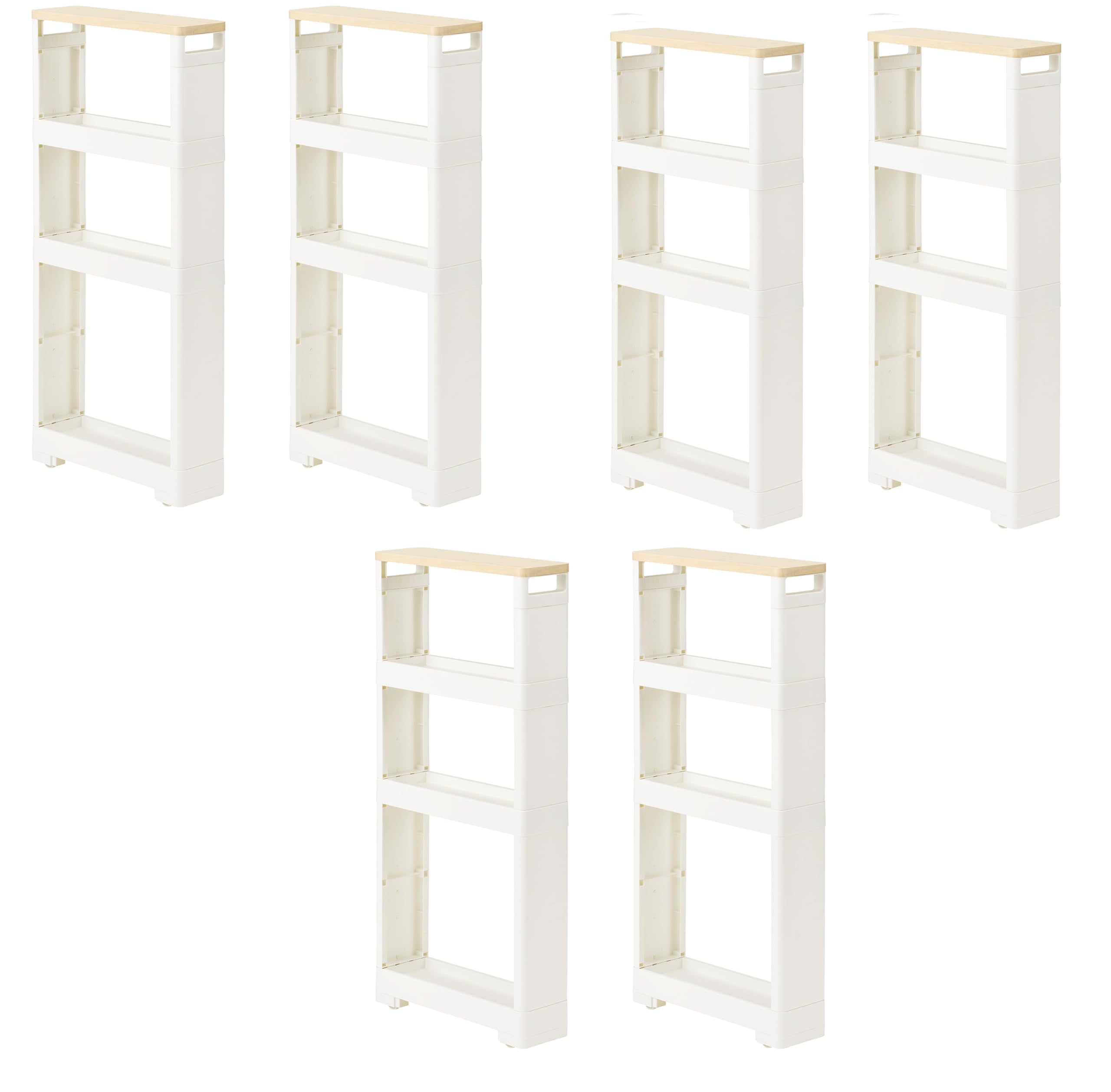 JEJアステージ(JEJ Astage) 隙間収納ワゴン ホワイト 12×40×85cm すきま収納 リセ スーパースリムラック ウッドマルチ4段 コロ付き キッチン ランドリー 洗面所 6個セット