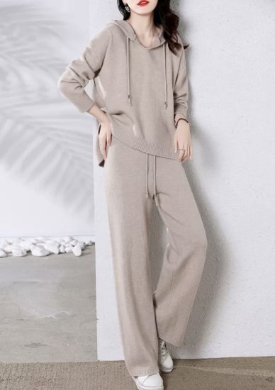 【取寄：納期2週間】ニットパーカーセットアップ パンツ トップス 2点セット 大きいサイズ トレーニング ウェア 冬 部屋着 パジャマ 体形 体型 カバー レディース 無地 シンプル カジュアル