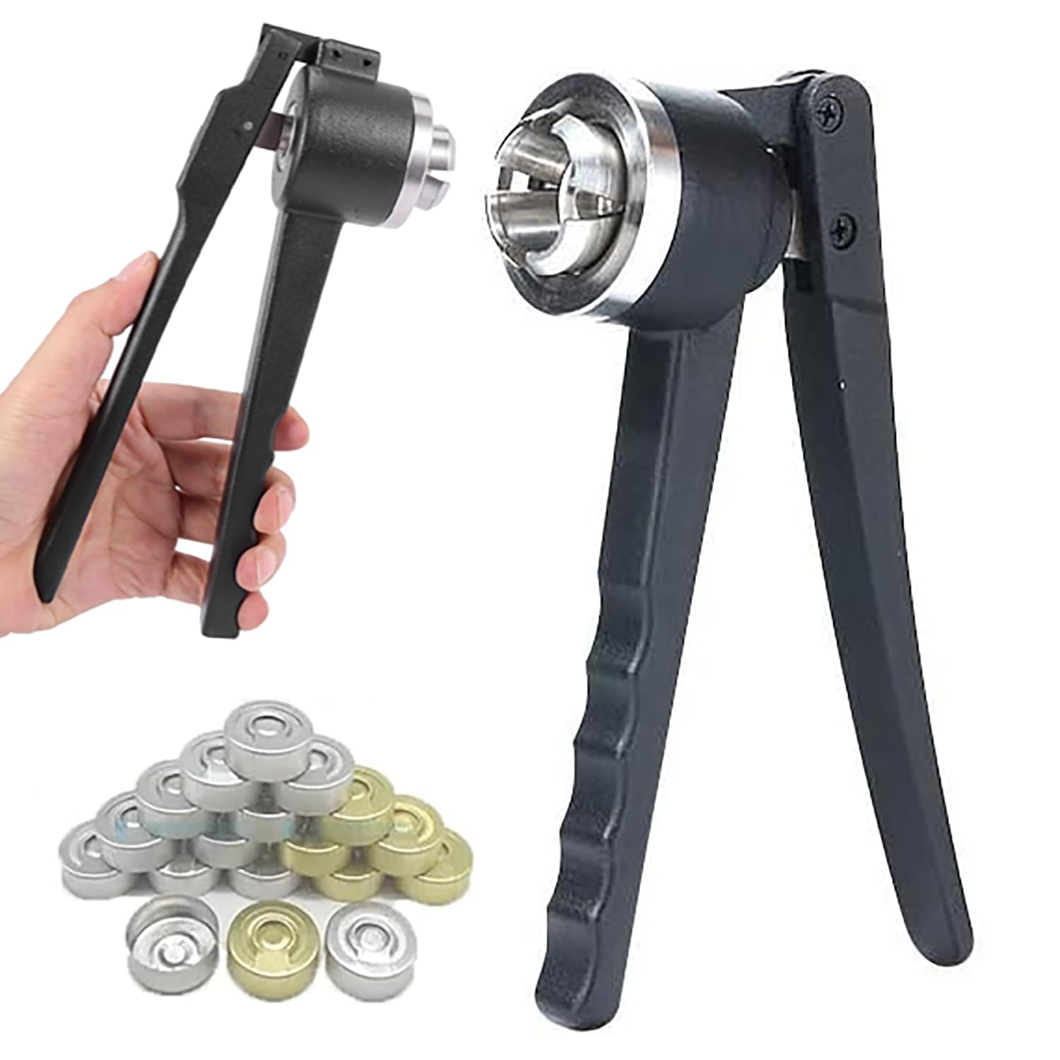 ガラスバイアルクリンパ20mmボトル圧着キャッピングツールつや消しハンドル付きステンレススチールシールアルミニウムカバー用