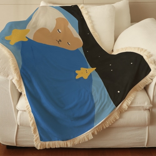 両面5mmマイクロファイバーブランケット 毛布 四季適用 なめらかで心地よい肌触り 洗える タッセル(100X150) とつかみさこ 「good sleep」