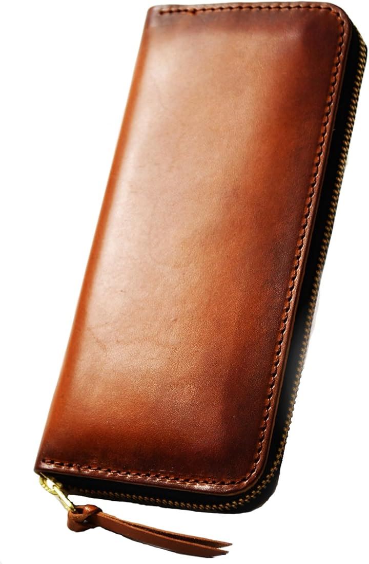 atelierCODEL 長財布 ラウンドファスナー 栃木レザー メンズ 本革(手染めブラウン)