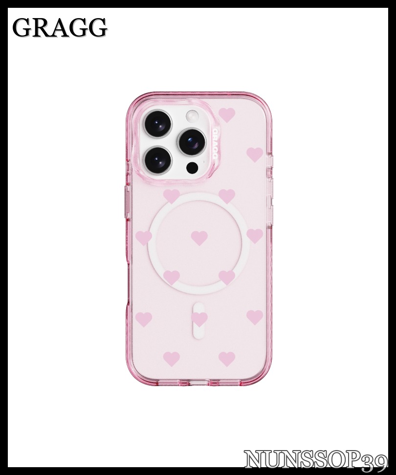 GRAGG MAGSAFE LAYERS FRAME CASE CLEAR PINK - HEART DOT
