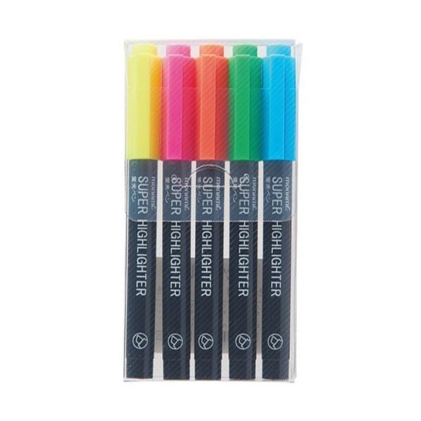 （まとめ） モナミ 蛍光ペン SUPERHIGHLIGHTER 5色セット（黄桃橙緑水色） 18443 1パック 30セット