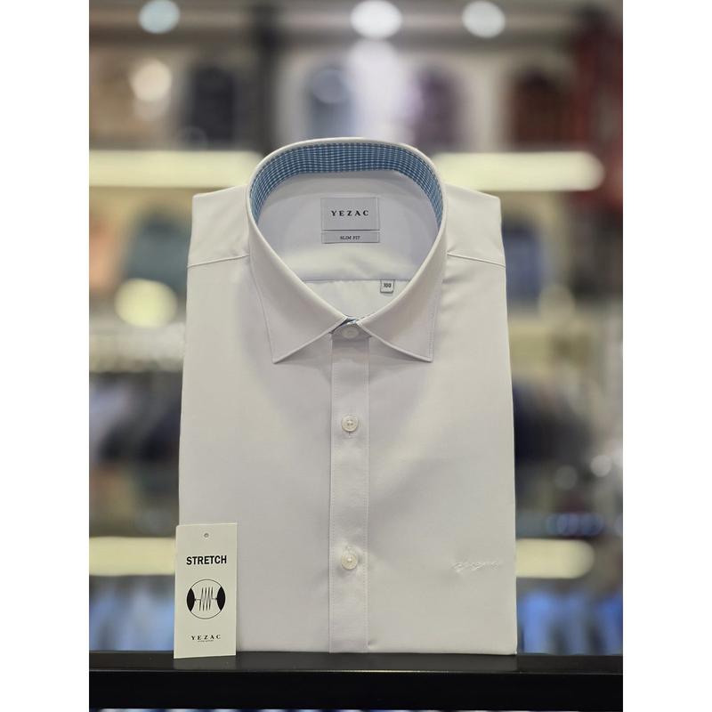 [] ホワイトモダールスパンリンクルフリー スリムフィットシャツ YJFSBS162WH [P003737513]