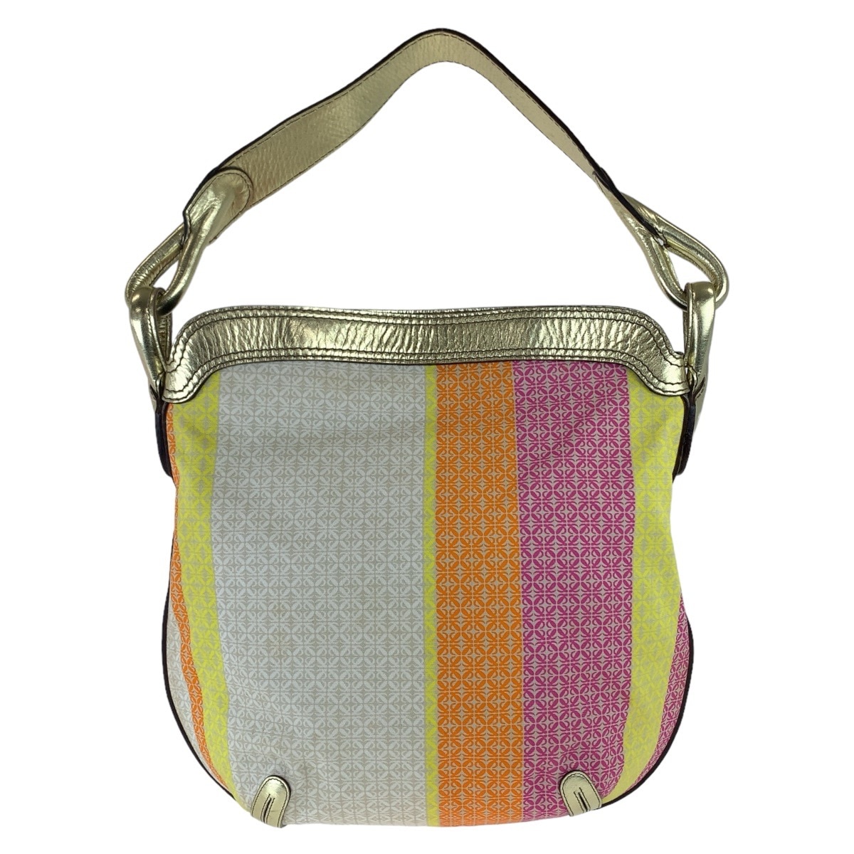 アナグラム ホーボー マルチカラー イエロー ゴールド金具 キャンバス/レザー ショルダーバッグ レディース 407485