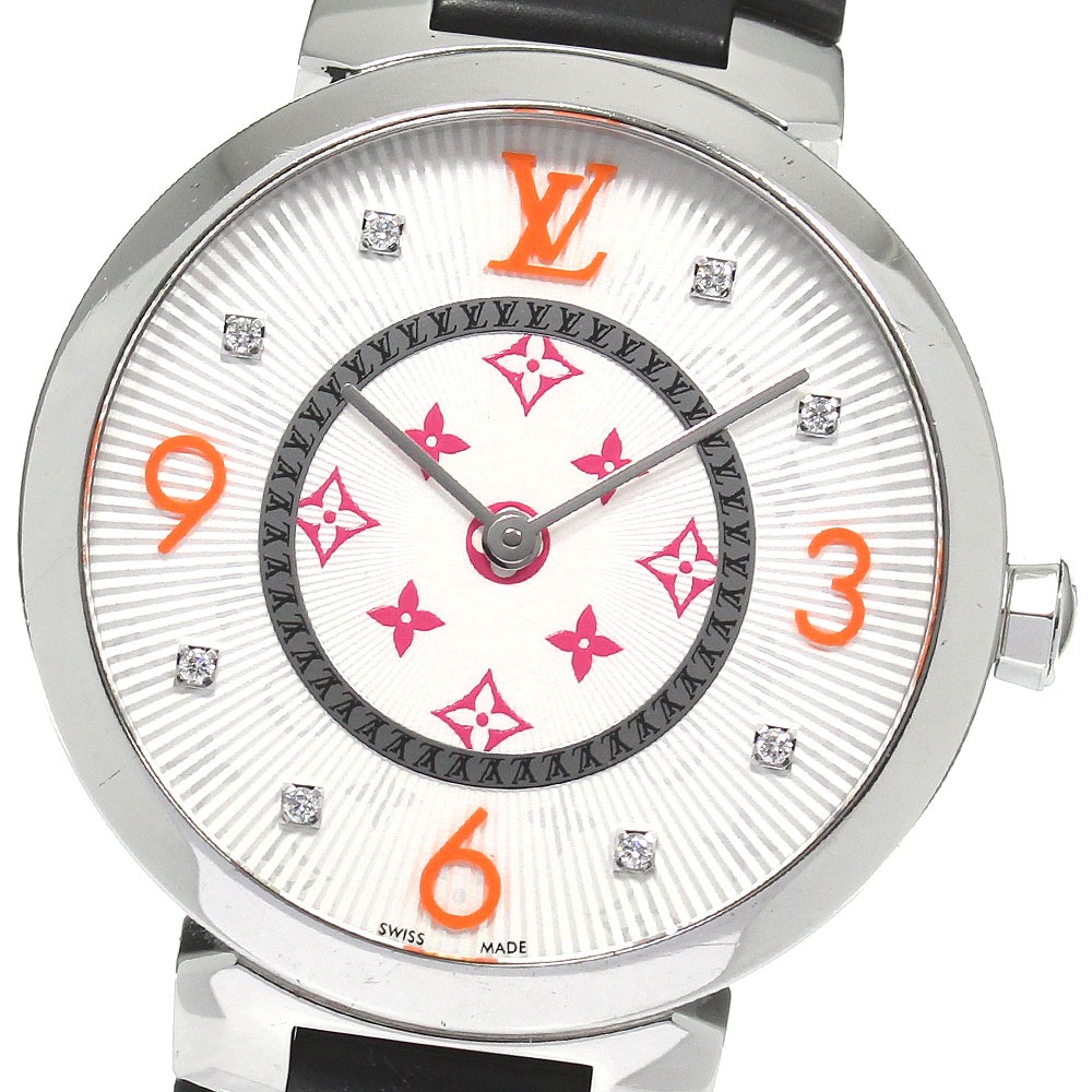 ルイ・ヴィトン LOUIS VUITTON QA147 タンブール モノグラム フューシャ＆オレンジ クォーツ レディース _807646【中古】