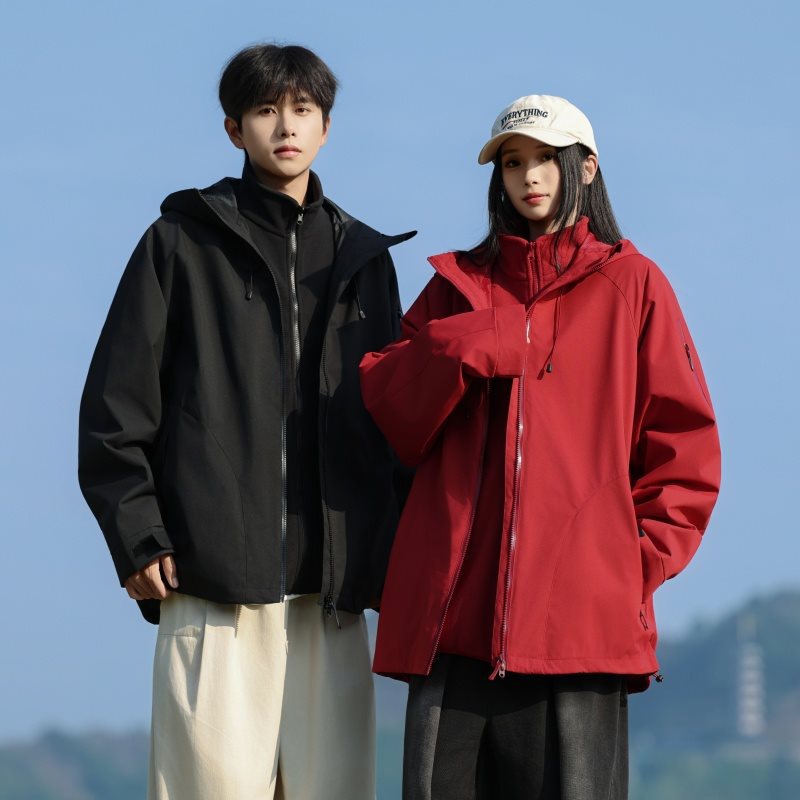 カップルアウトドア3-in-1防風防水ジャケット取り外し可能なフリースツーピースセット男女兼用