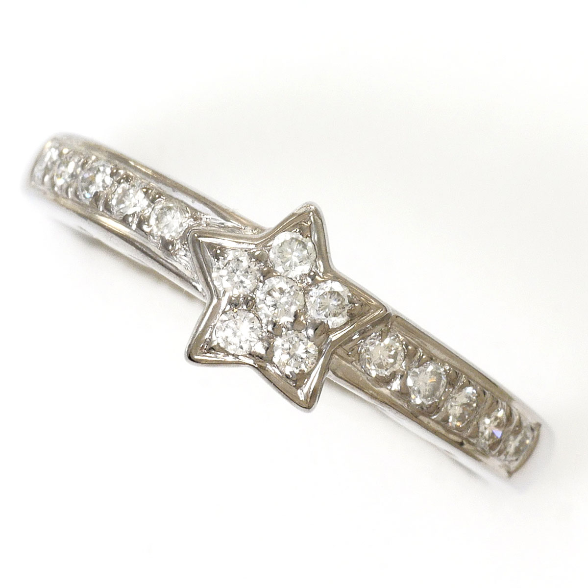 K18 18金 WG ホワイトゴールド リング・指輪 12号 ダイヤモンド 0.24ct カード鑑別書 総重量約3.8g 中古