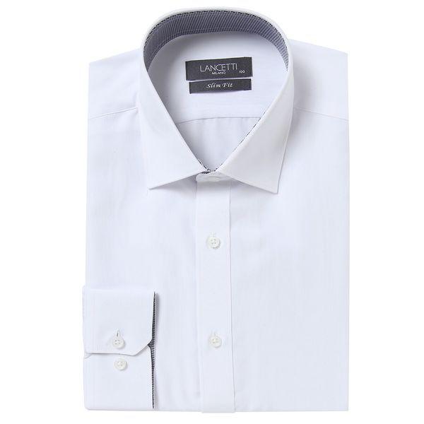 MARIOしわになりにくいデイリービジネスカラー配色ホワイトシャツ_P414120765