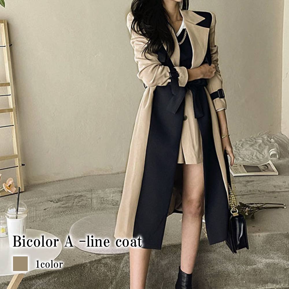 トレンチコート レディース バイカラーAラインコート 黒 人気 モッズコート 冬 ロング丈 コーデ チェスターコート 40代 50代 コットン ダッフルコート 30代 ショート 春 ビジネス スプリン