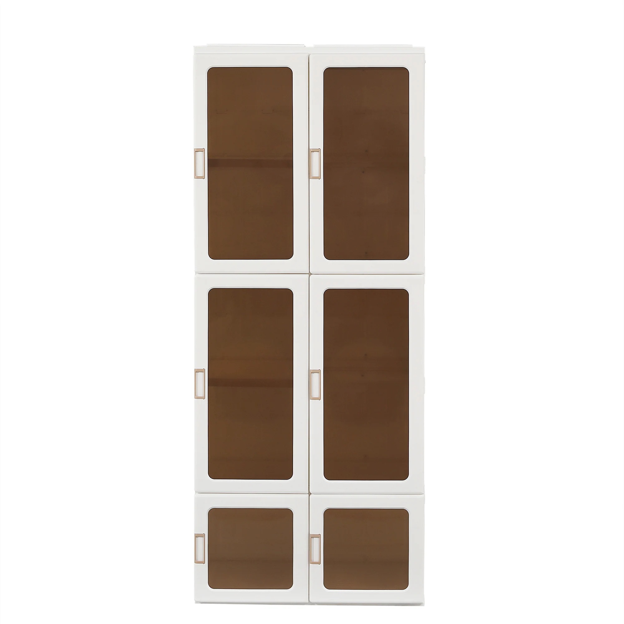 【即日発送　送.料.無.料】【幅69*高さ170cm茶色透明扉】ワードローブ クローゼット 一体折りたたみ式 収納 扉付き 洋服ダンス ハンガーラック 簡単組立 大容量 衣類 雑物 防塵 省スペース