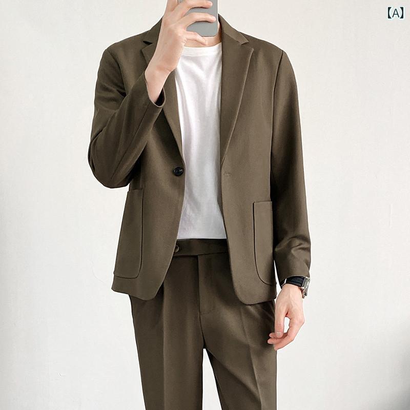 ビジネス　スーツ　ジャケット ウッドペッカー カジュアル ジャケット スーツ メンズスーツ スモール ハイエンド ウール ライト 大人 スタイル