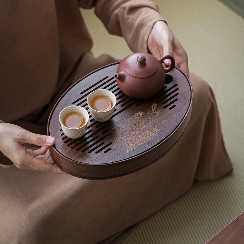 家庭用の小さなティートレイモダンなシンプルな小さなティーテーブル竹乾燥醸造排水排水カンフーティーセットウォーターストレイトレイセット