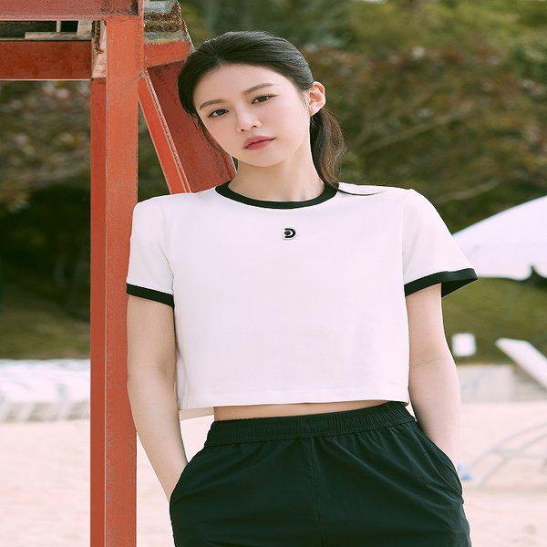 DWRS97043 [24SS] 女性 ウーマン クロップ リンガー 半袖Tシャツ