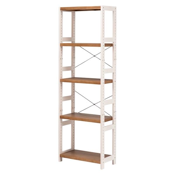 オープンラック 5段 約幅60x高さ180cm ホワイトウォッシュ/ライトブラウン 組立品 天然木