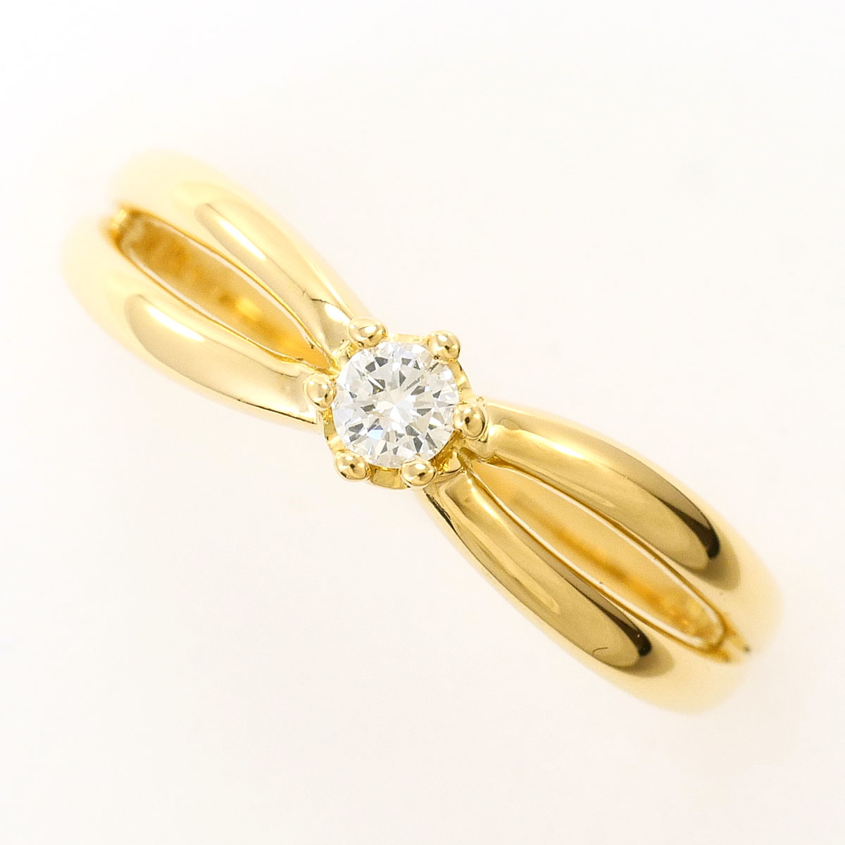 K18 18金 YG イエローゴールド リング・指輪 14号 ダイヤモンド 0.10ct 総重量約3.1g 中古
