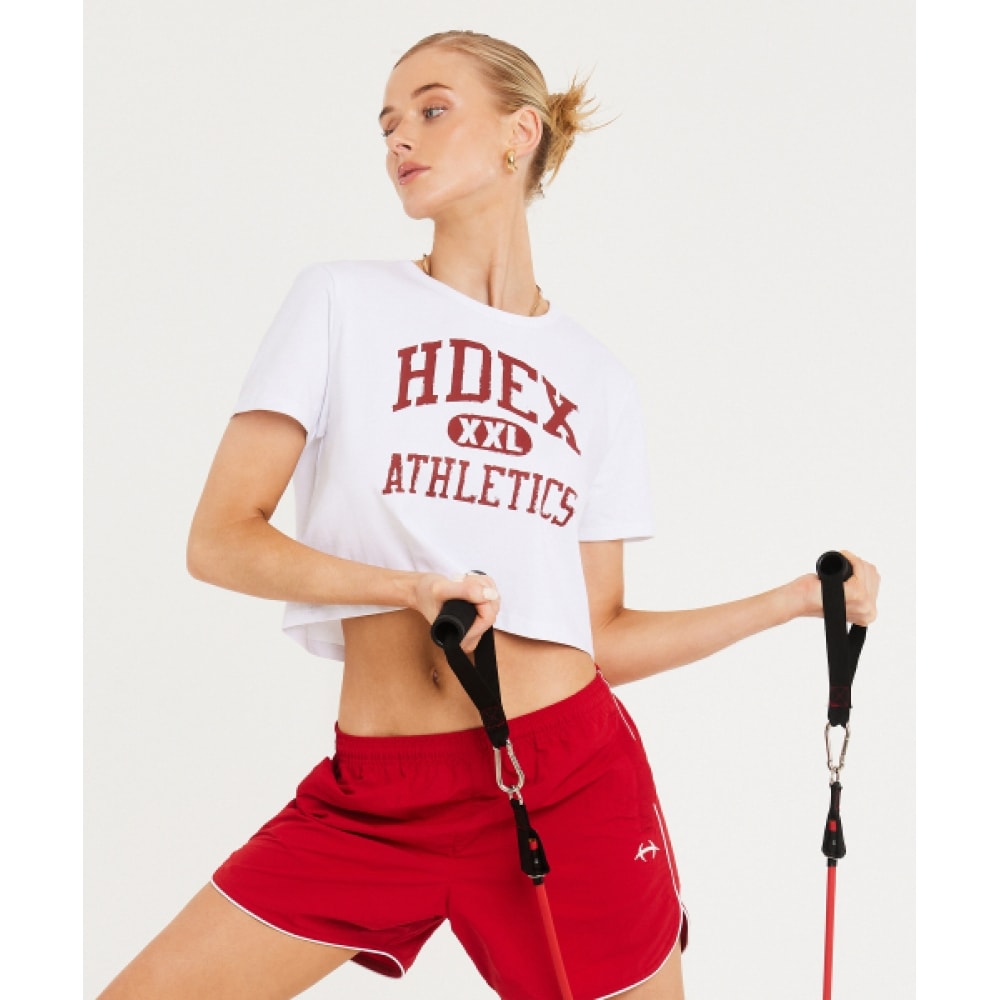 HDEX 女性用インヘンスバーシティクロップトップ (ホワイト)