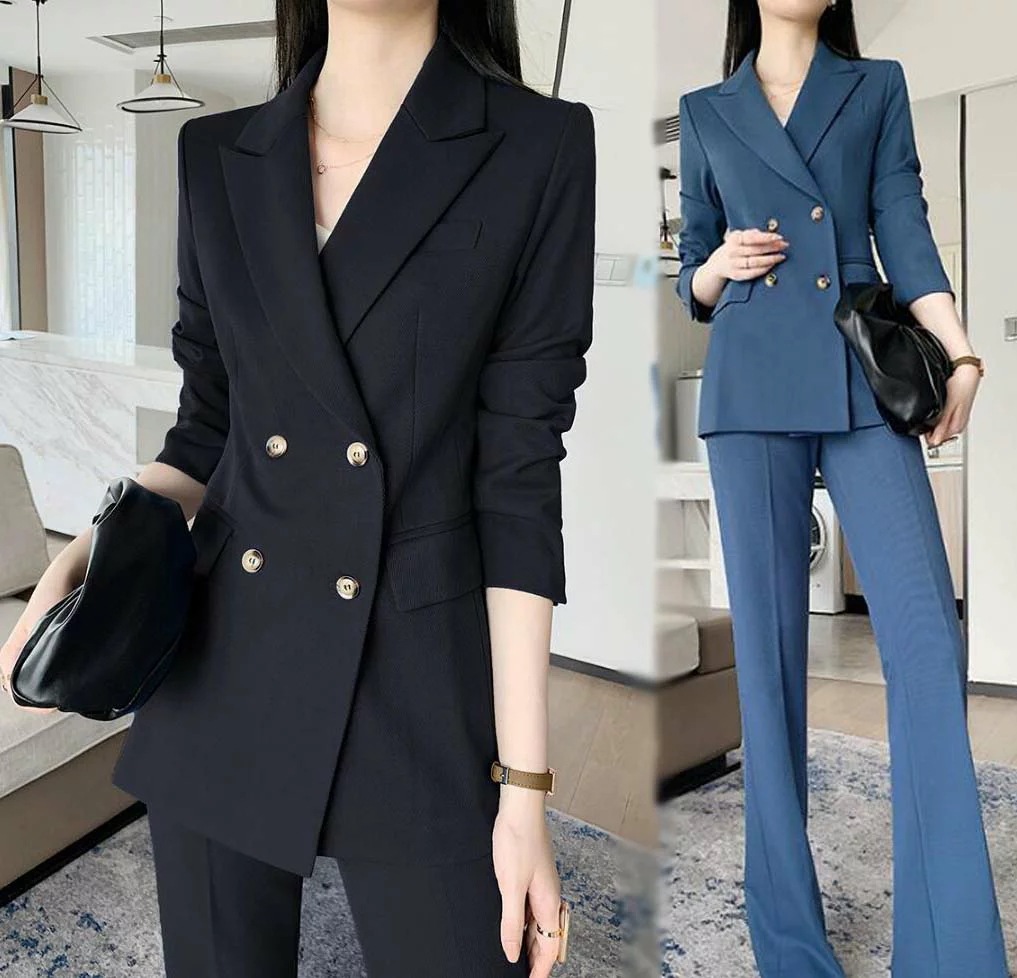 通勤OLフォーマルスーツおしゃれダブルスーセレモニースーツジャlケット+パンツ上下セットママスーツ入園入学式卒業卒園式七五三お宮参りスーツカジュアルリクルートスーツレディースビジネススーツパンツスーツ