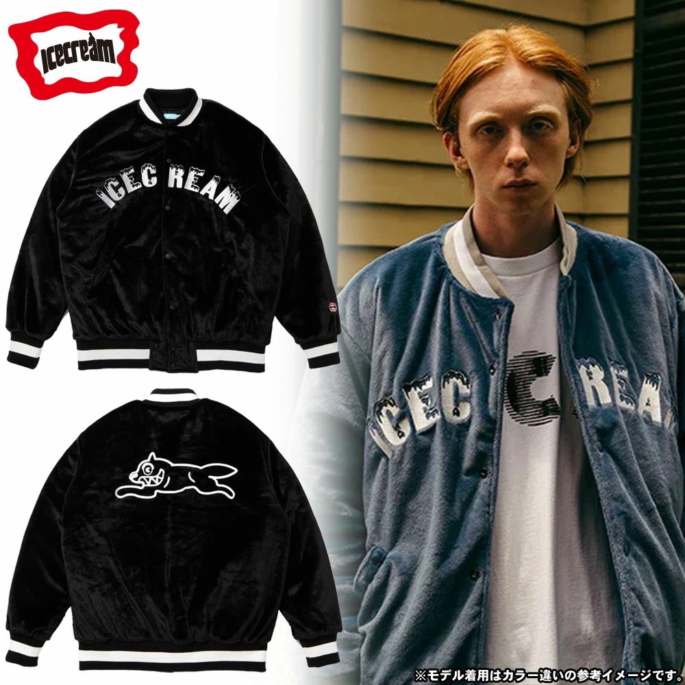【ICECREAM/ アイスクリーム】ジャケット スタジャン/FUR VARSITY JACKET ICEJP243X003
