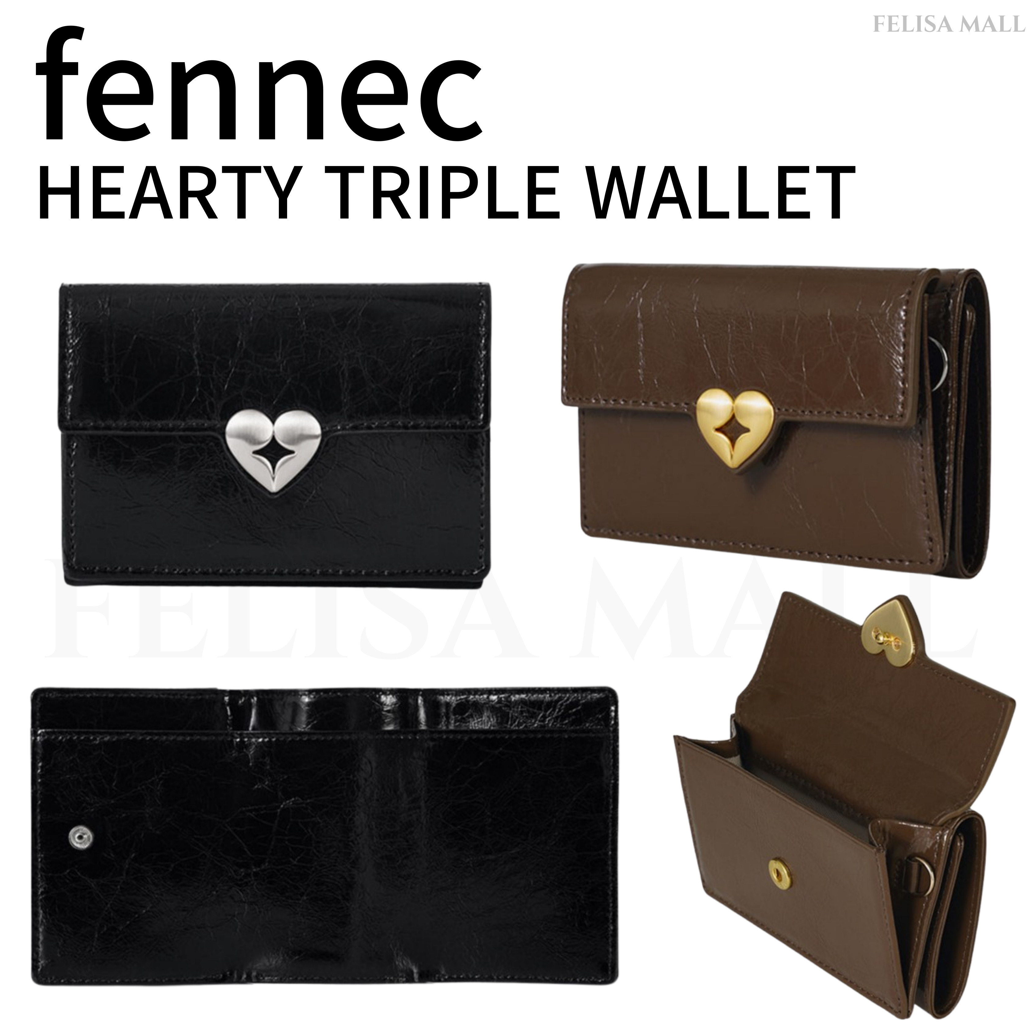 [FENNEC] HEARTY TRIPLE WALLET コイン収納 三段財布 韓国人気