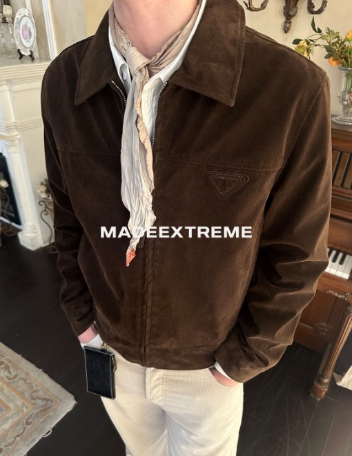 イミテーション牛スエードレトロジャケットアンバーストリーマーラペルスエード風25秋冬ストレートショルダーオールドマネージャケット男399