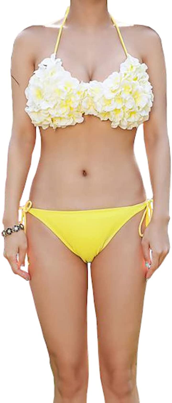 ホルターネック 花びらビキニ セット(イエロー, M) 4,766円