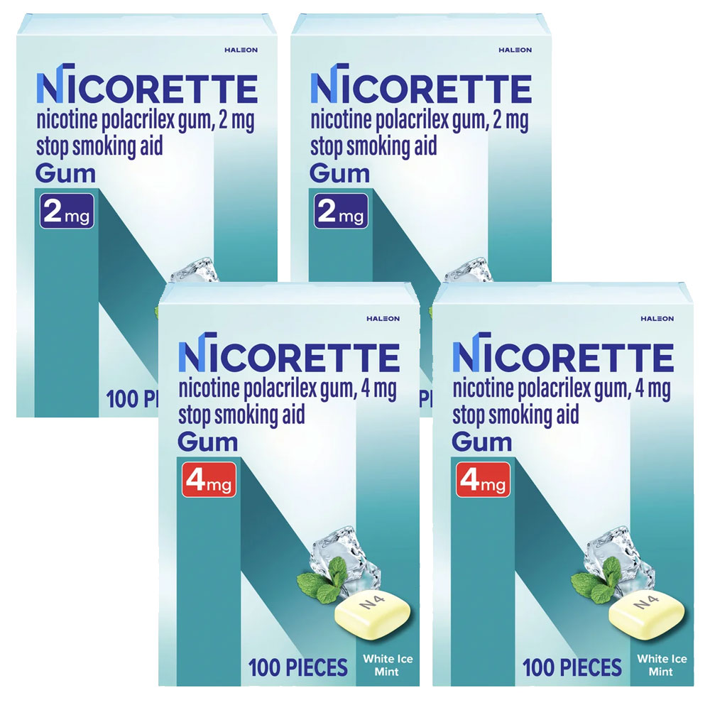 Nicorette ニコレット ホワイトアイスミント ガム 2mg / 4mg 200粒 大容量 海外版
