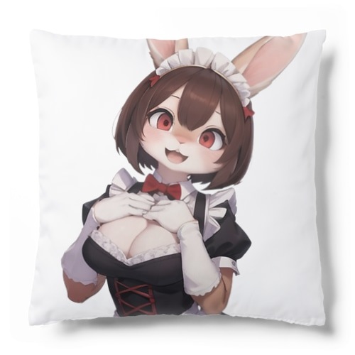 【文字入れ可能受注生産】ウサギの女の子　メイド　ケモナー　ネザーランドドワーフ クッション