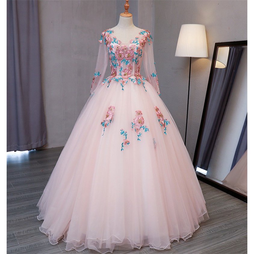 パーティードレス ウェディングドレス 奏会用ロングドレス 人気カラードレス 二次会 花嫁 結婚式 舞台 ピンク