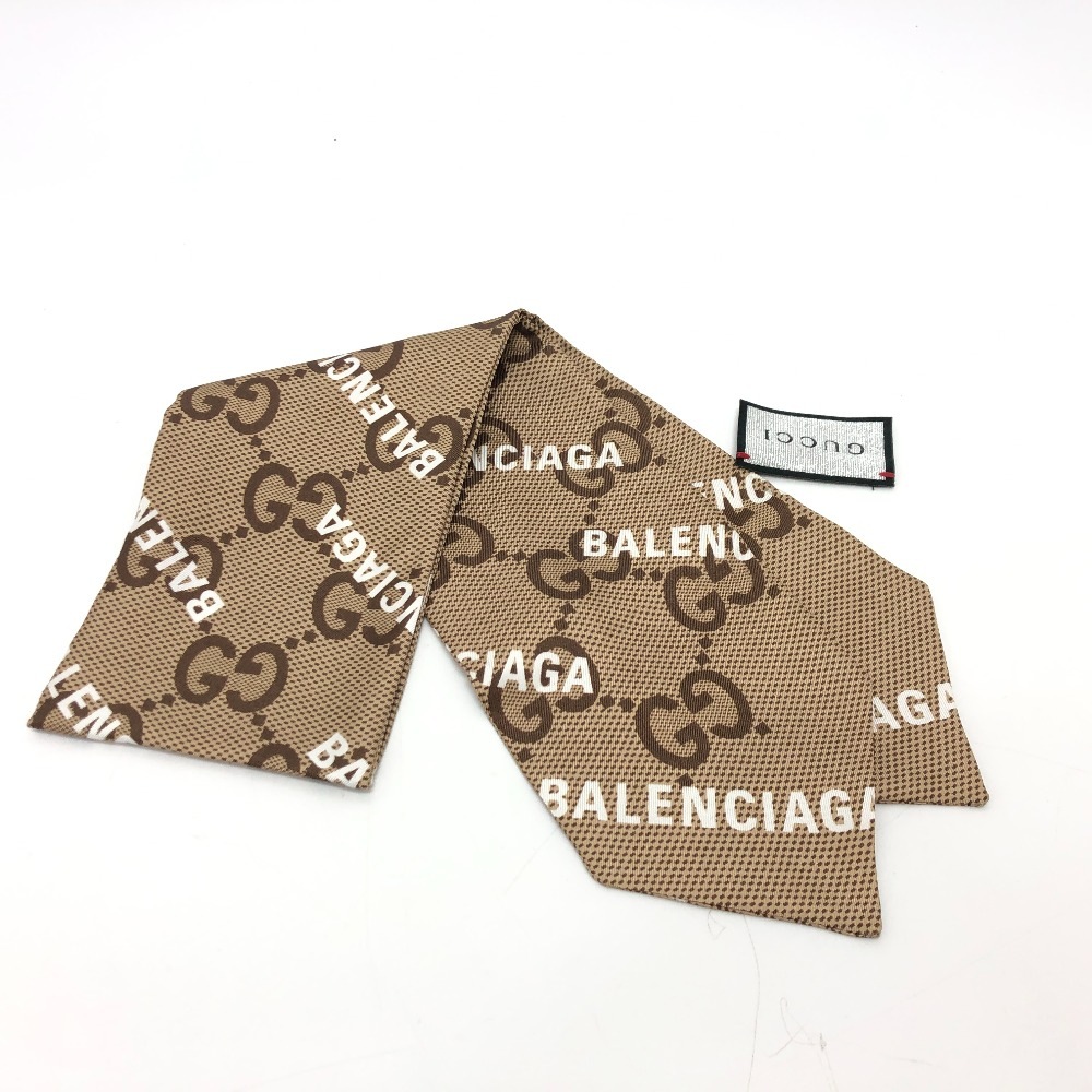スカーフ 676777 ザハッカープロジェクトネックボウ マキシGG ネックボウ バレンシアガ Balenciaga コラボ ストール ファッション小物 シルク ベージュ