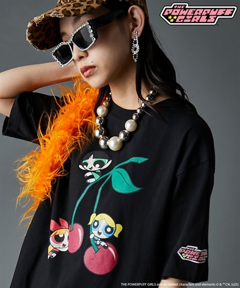 Tシャツ・カットソー パワーパフ ガールズ/綿100％チェリー柄ヴィンテージ風プリントTシャツ 大きいサイズ有 GEVS.