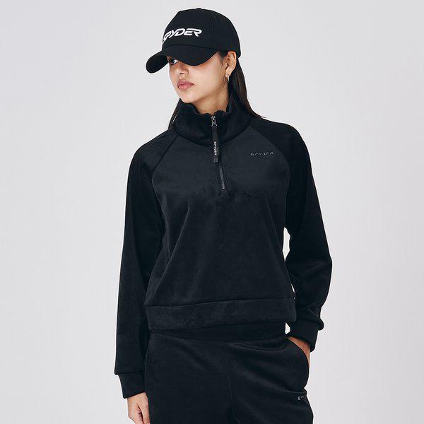 [] 女性リブベロアハーフジップアノラックTシャツSPJWCNRL357WBLK