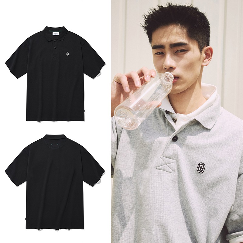 夏服新品入荷! 伸縮性あるメンズ半袖ポロシャツPKTシャツカジュアル半袖ティーシャツ(BLACK) CO2202ST21BK
