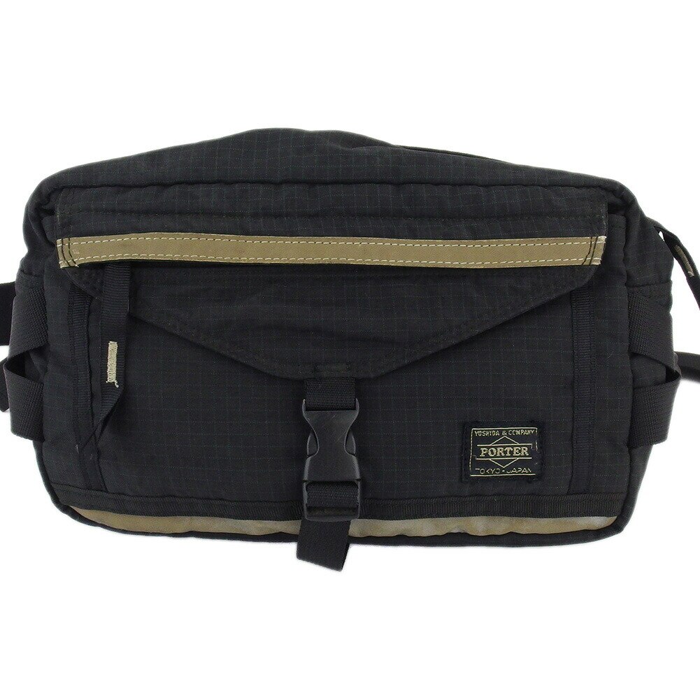 ウエストバッグ ウエストポーチ チェック メンズ 吉田カバン ブラック グレー 灰色 ベージュ 中古