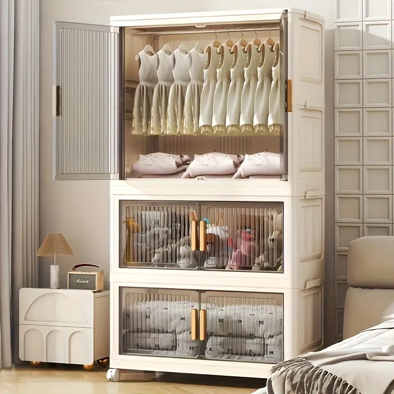 多層スタッカブル収納箱大容量5段折りたたみロッカー幅70cm/27.55インチ衣類収納に寝室・リビングルームや旅行にも