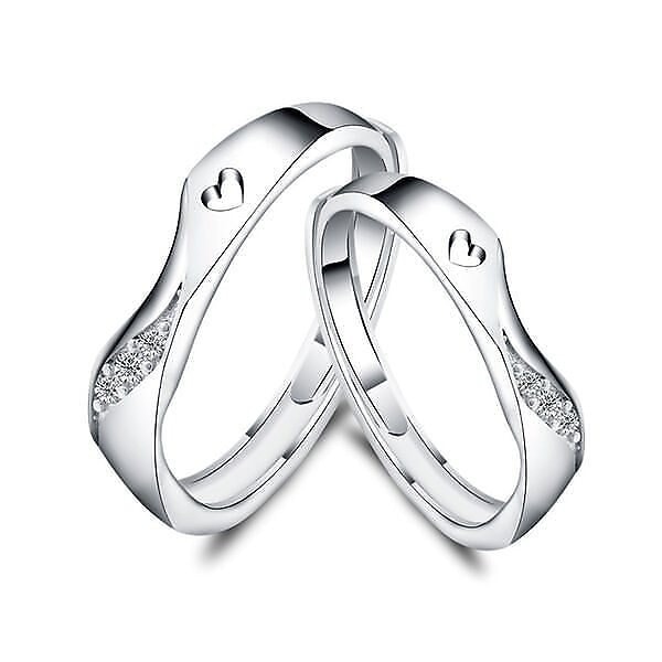 指輪 ダイヤ ウエーブライン ハート 波型 サイズフリー ペアリング シルバー925 プラチナ仕上げ czダイヤ セール 人気 プレゼント