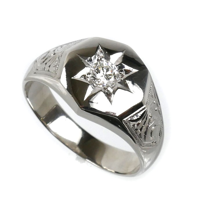 Pt900プラチナ リング・指輪 ダイヤモンド0.23ct 21号 14.1g メンズ 中古