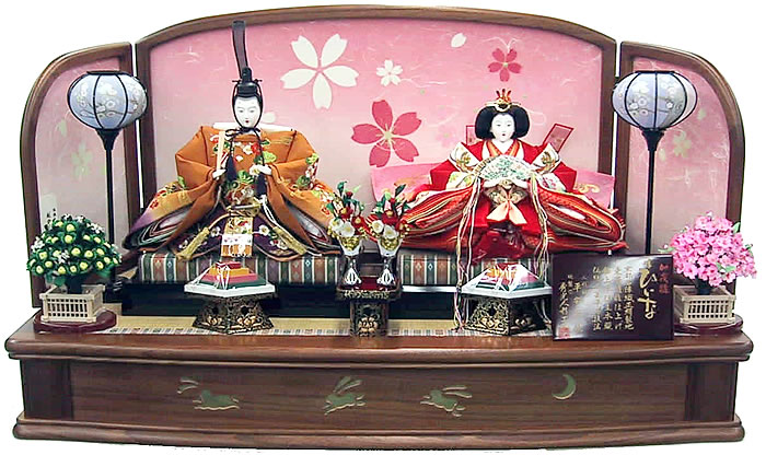 雛人形 ひな人形 お雛様 おひなさま 黄呂染 黄櫓染 黄櫨染 かわいい 手作り 2025年 新作 秀光 限定品 送料無料 コンパクトミニ 初節句 ひな祭り 親王 二人 ２人 平飾り うさぎ 兎 男雛