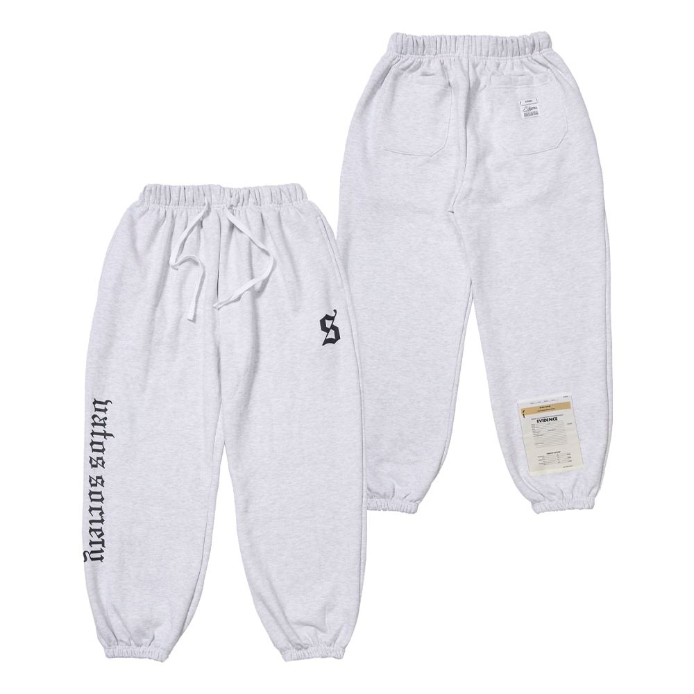 OLD LETTER WIDE JOGGER PANTS WHITE MELANGE