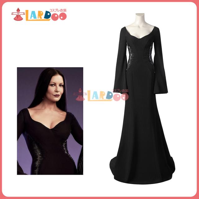 新タイプ追加 激安販売 ウェンズデー Wednesday モーティシア・アダムス Morticia Addams コスプレ コスチューム[5067]