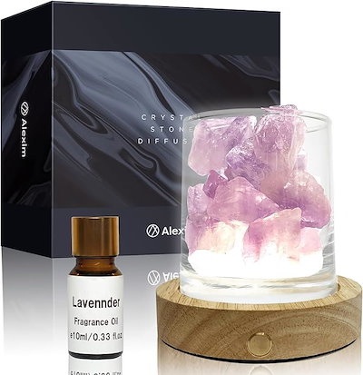 他サイト： アロマストーン アメジスト＆充電式LED台座 ラベンダーオイル 癒しの香りと幻想的な光でリラックス(アメジスト, 通常)の商品画像