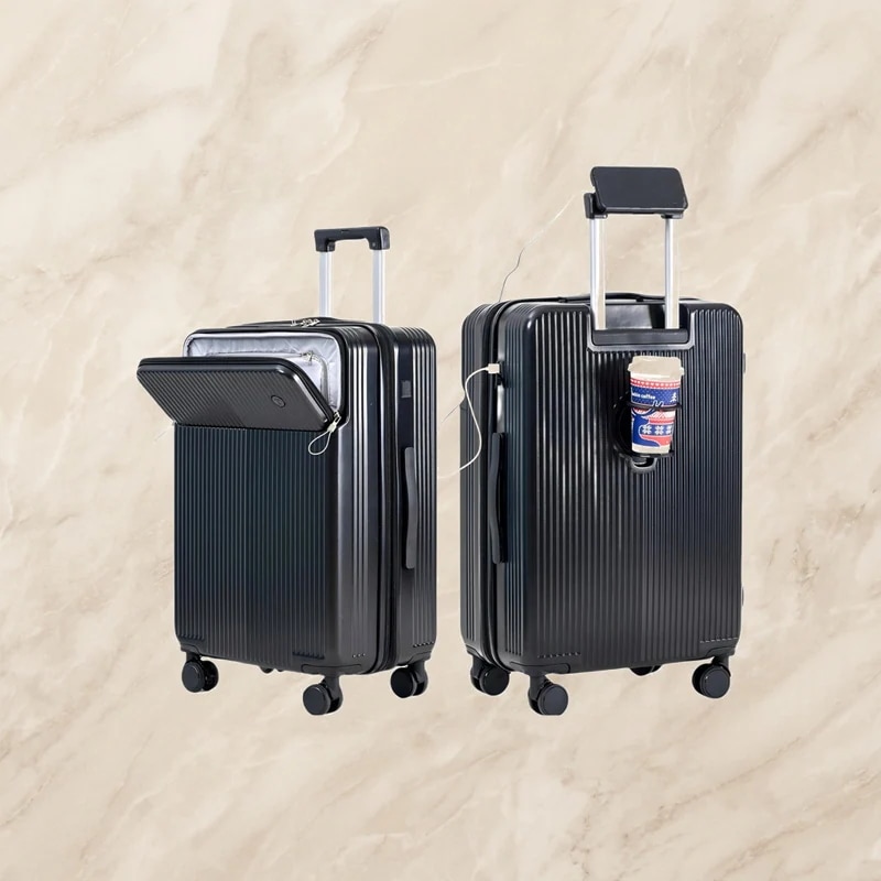 [Yuweijie] スーツケース 拡張型 フロントオープン 機内持ち込み ストッパー付き キャリーケース sサイズ 2泊3日 軽量 大容量 多機能 トップポケット ファスナー パソコンケース キャリ