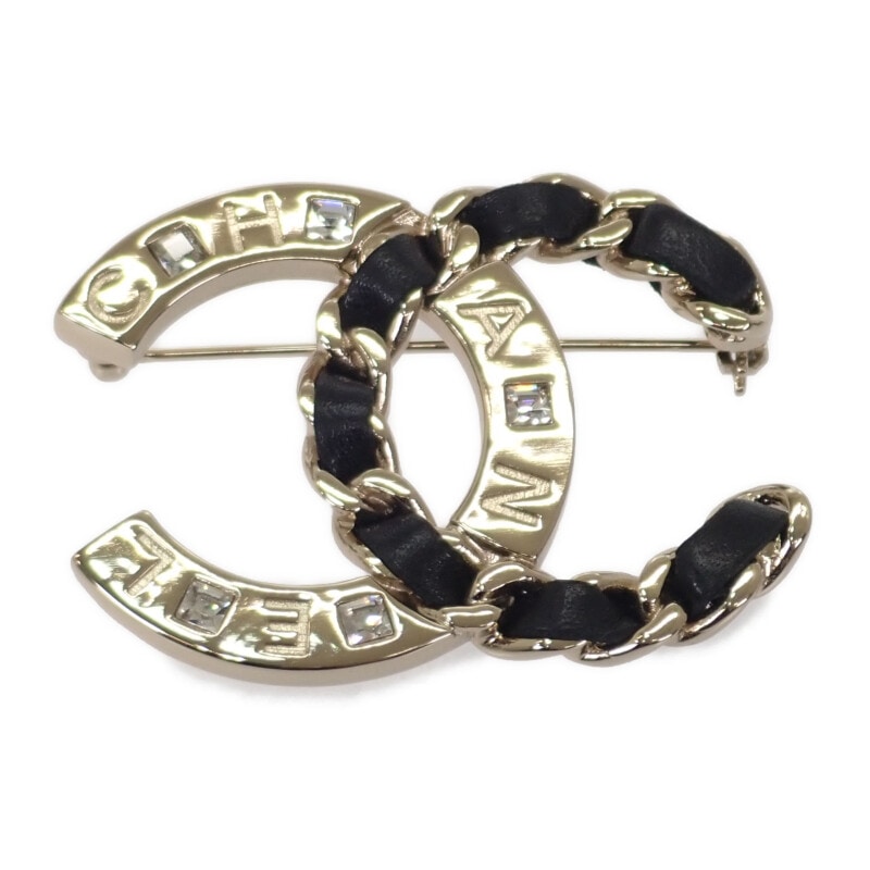 ココマーク ブローチ メタル レザー ゴールド レディース【ABランク】