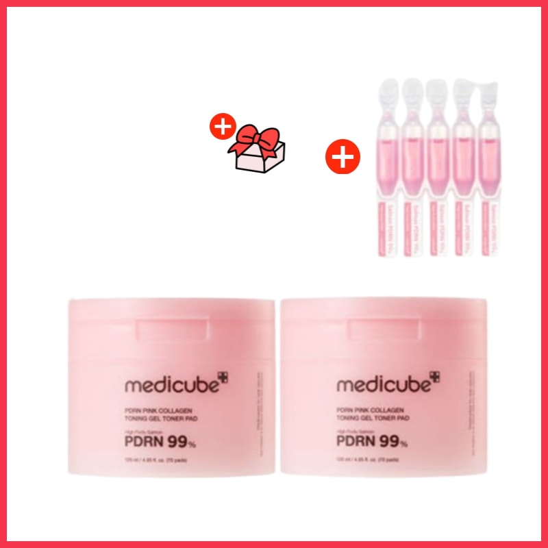 PDRN ピンクコラーゲン トニングゲルトナーパッド70枚2個+ワンデーセラム5枚入り贈呈/くすみ跡/角質/保湿/水分/低刺激/乾燥/韓国コスメ/スキンケア