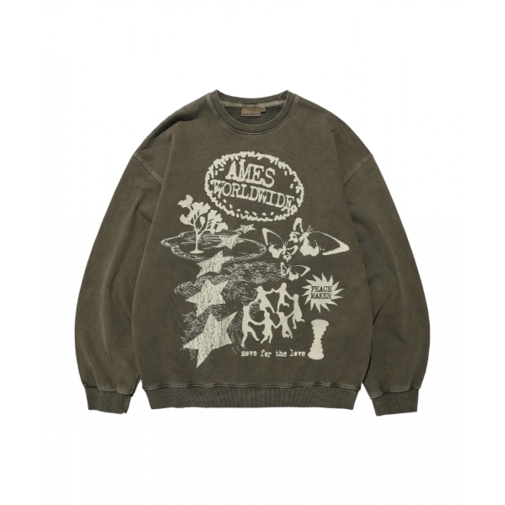 ゲームワールドワイドグラフィックピッグスウェットオリーブ (AM2EFUM441A)