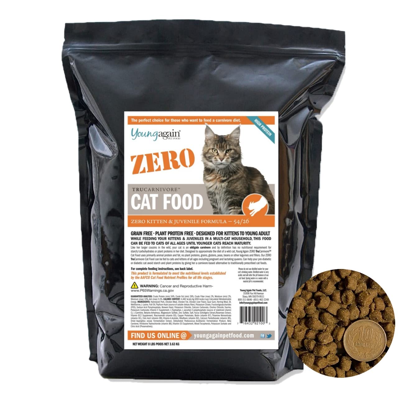 【ヤングアゲイン】ゼロ ハイプロテイン キャットフード 3.63kg 糖質ゼロ 無添加 穀物不使用 グルテンフリー ポーク 全ライフステージ 11,393円