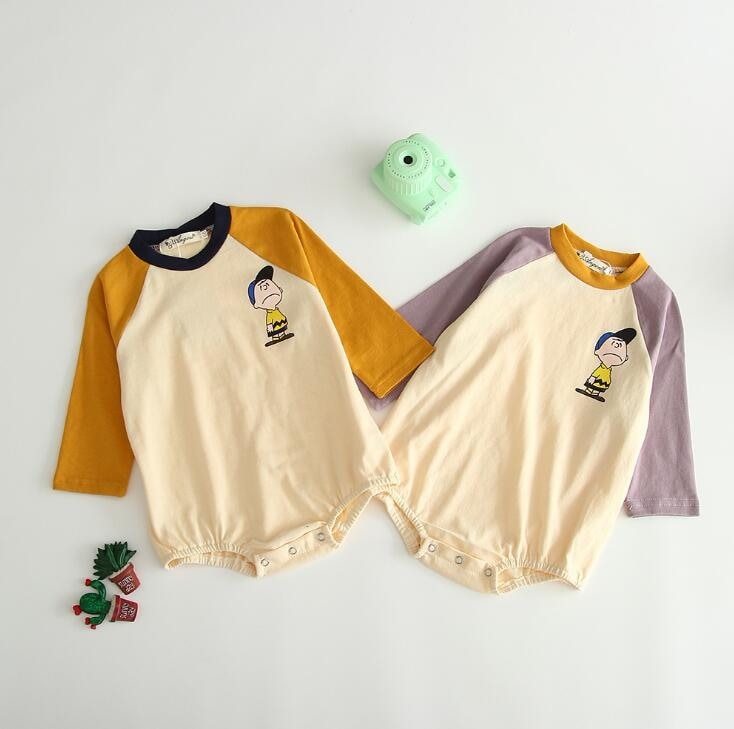 【予約受付中】 夏の赤ちゃんの男の子の長袖漫画のジャンプスーツ男性と女性の赤ちゃんスヌーピー長袖ゆったりとした通気性 ロンパース