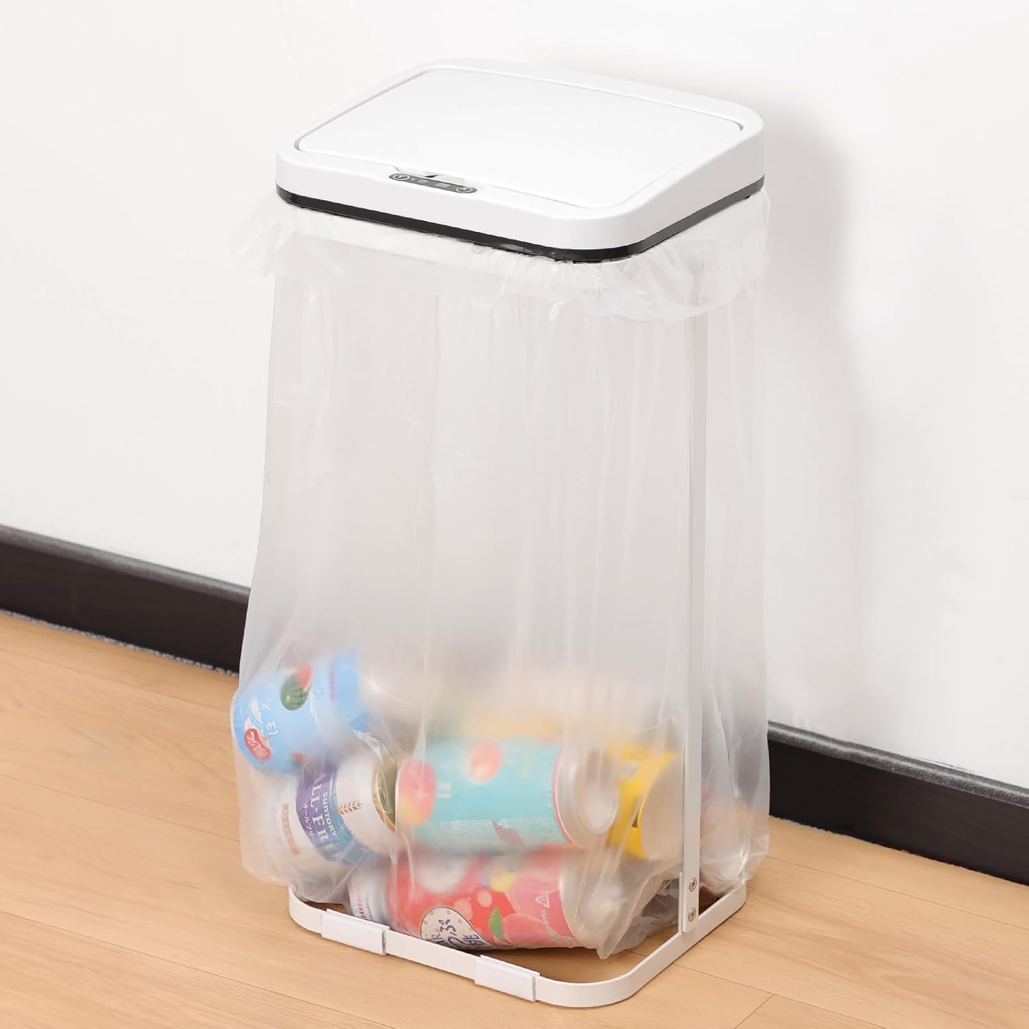 自动センサー ゴミ袋ホルダー 自動ゴミ箱 20～30L対応 ふた付き 電池式 幅24cm×奥行20cm×高さ50cm 開けっぱなし可能 生活防水 省スペース 分別 リビング 洗面所 トイレ オフィス